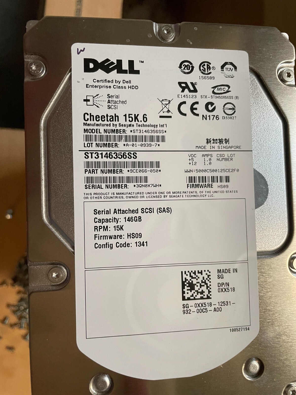 Dell 146 GB,Internal,15000 RPM,3.5" Hard Drive, 3 per pack