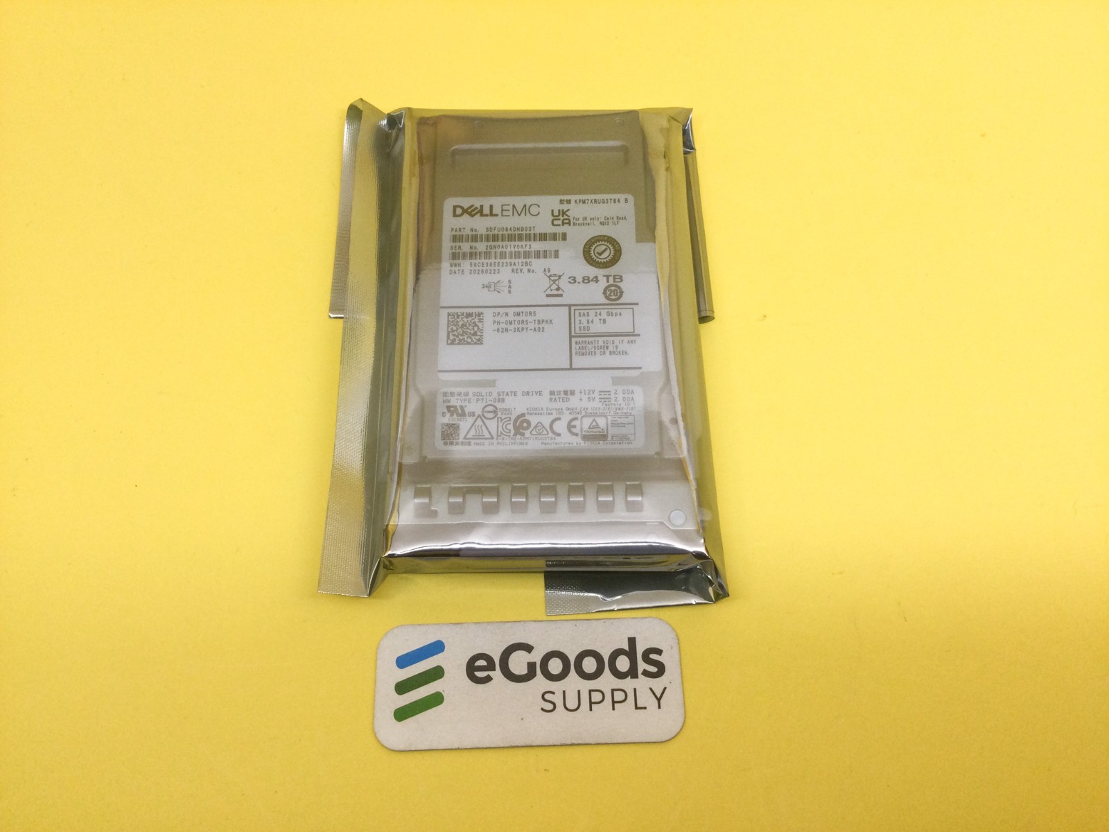 MT0R5 DELL 3.84TB SAS 24Gb/s Read Intensive 2.5" SSD 0MT0R5 KPM7XRUG3T84 NEW