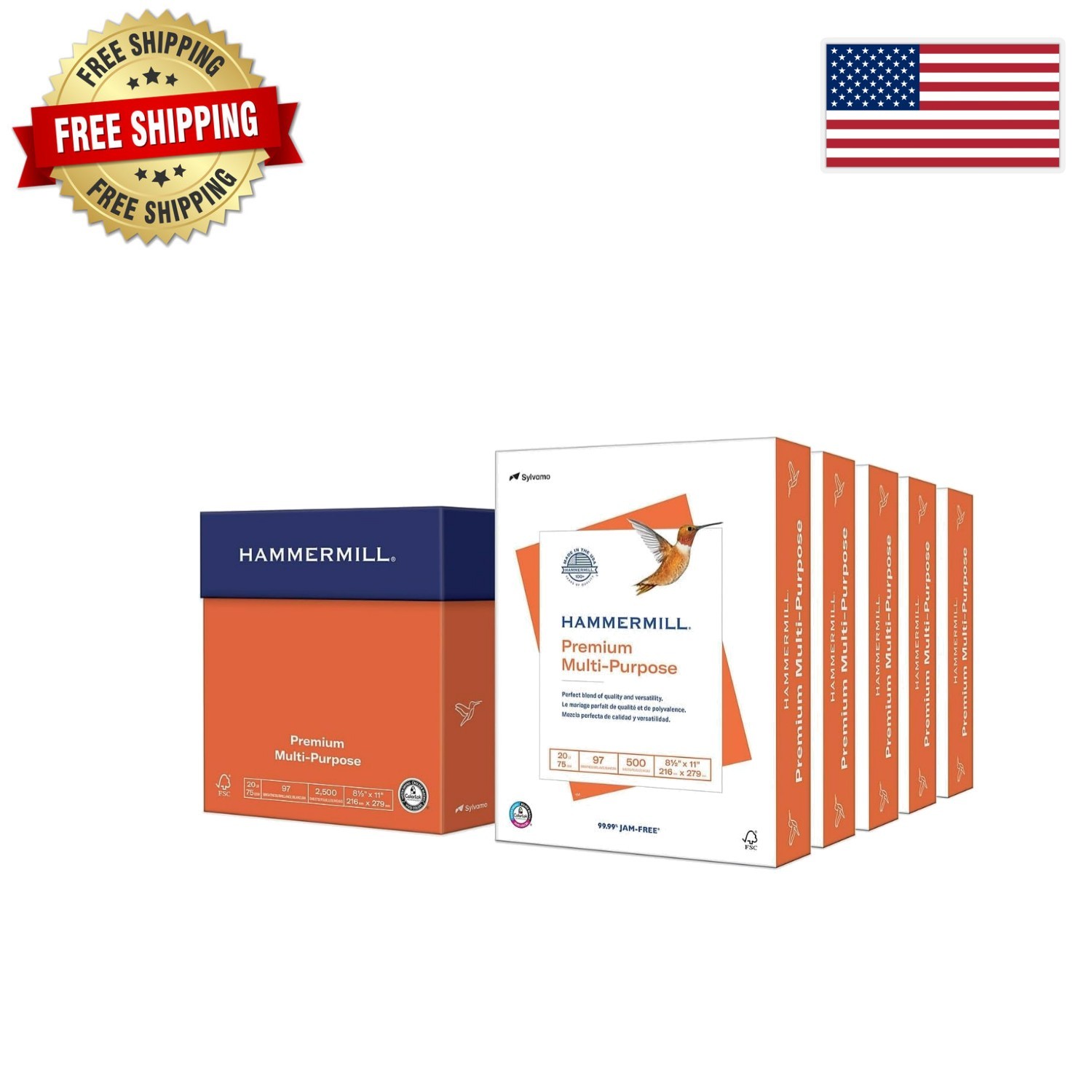 97 Brightness Multi-Purpose Copy Paper, 5 Reams - Ideal for Office Printing