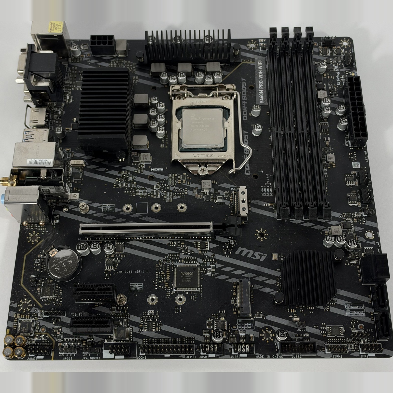 MSI B460M PRO-VDH WIFI LGA1200 mATX Motherboard + Intel Core i5-10400F CPU Combo