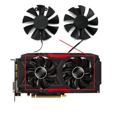 Pair Fans Cooling Fan For PowerColor RX 480 470 580 GA91S2U 85mm