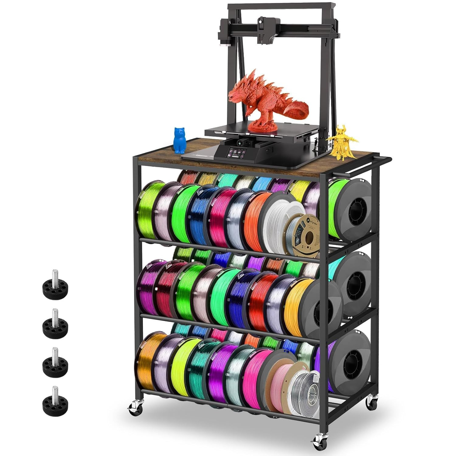 3D Printer Stand with Filament Storage Rack - 3D Printer Table Rolling Printer