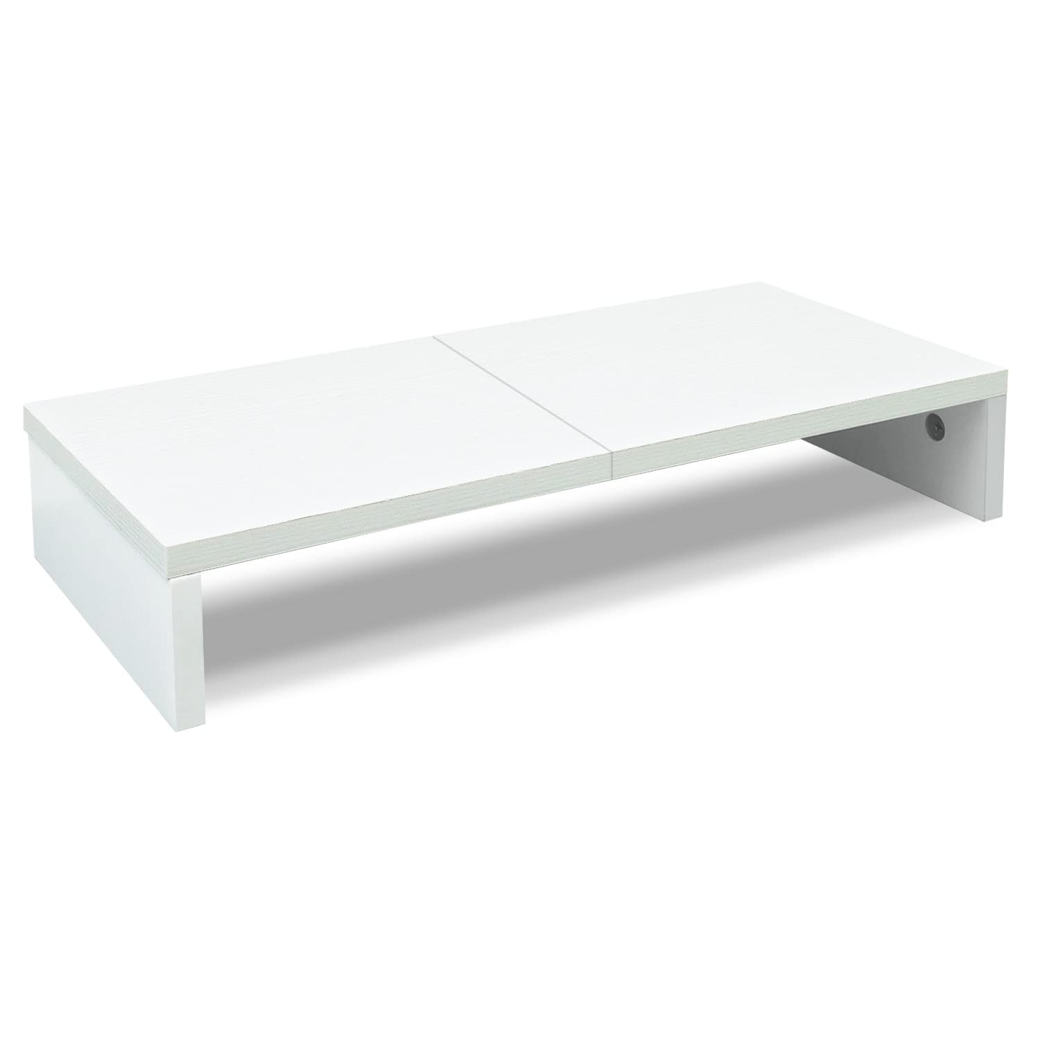 TEAMIX 20 inch White Monitor Stand Riser, Wood Desktop 20 inch,