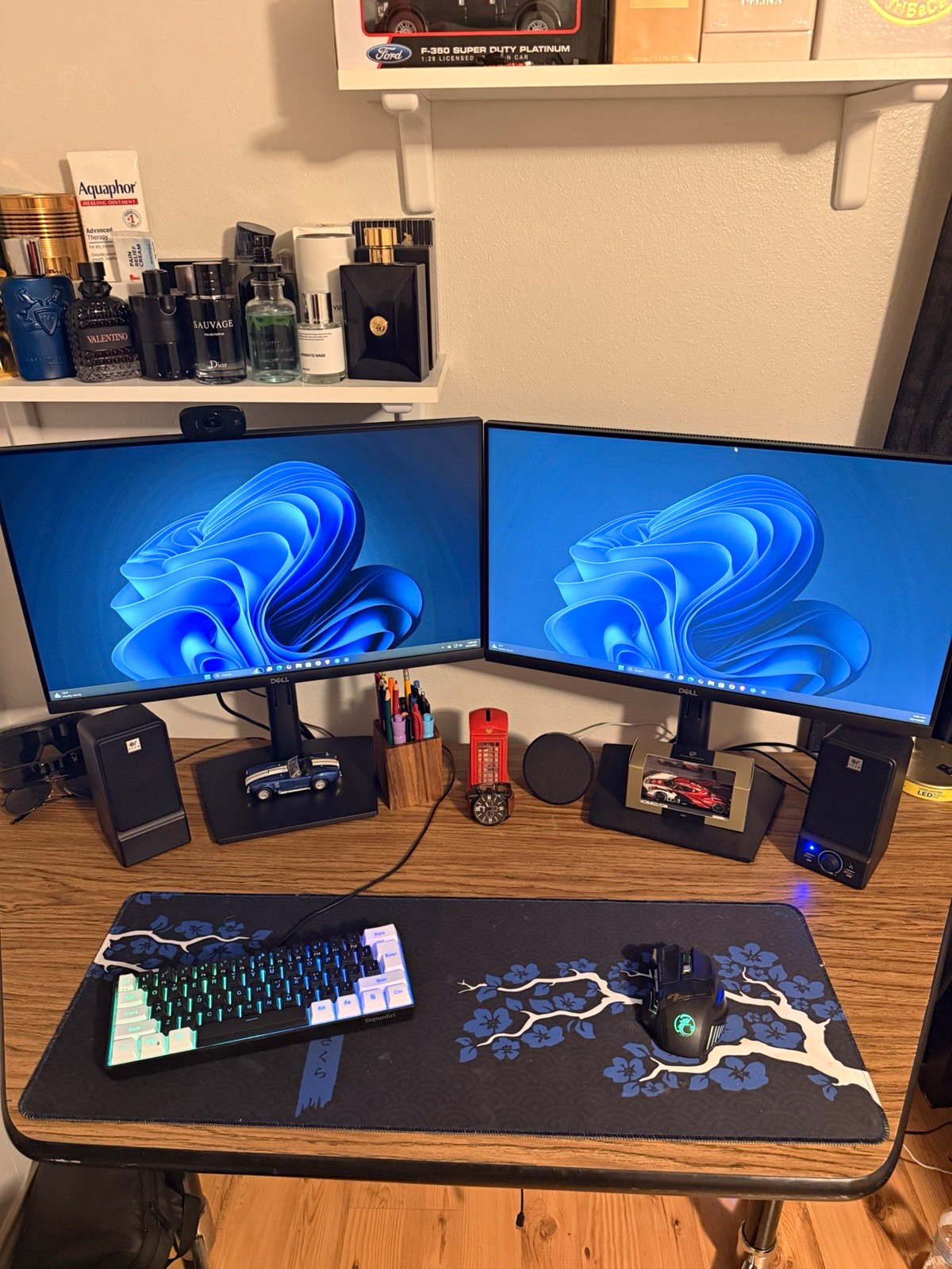 COMPLETE PC SETUP — DUAL MONITORS + FULL ACCESSORIES