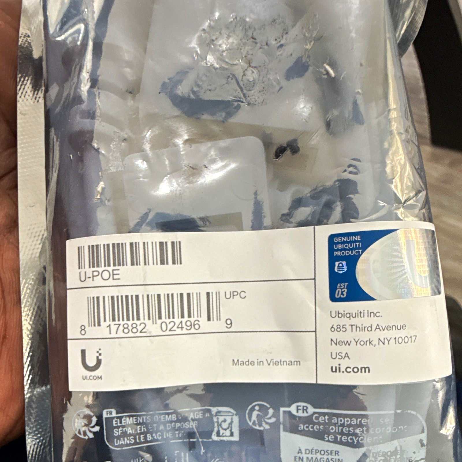Ubiquiti U-POE PoE Injector Adapter Power Over Ethernet Injector/Adapter