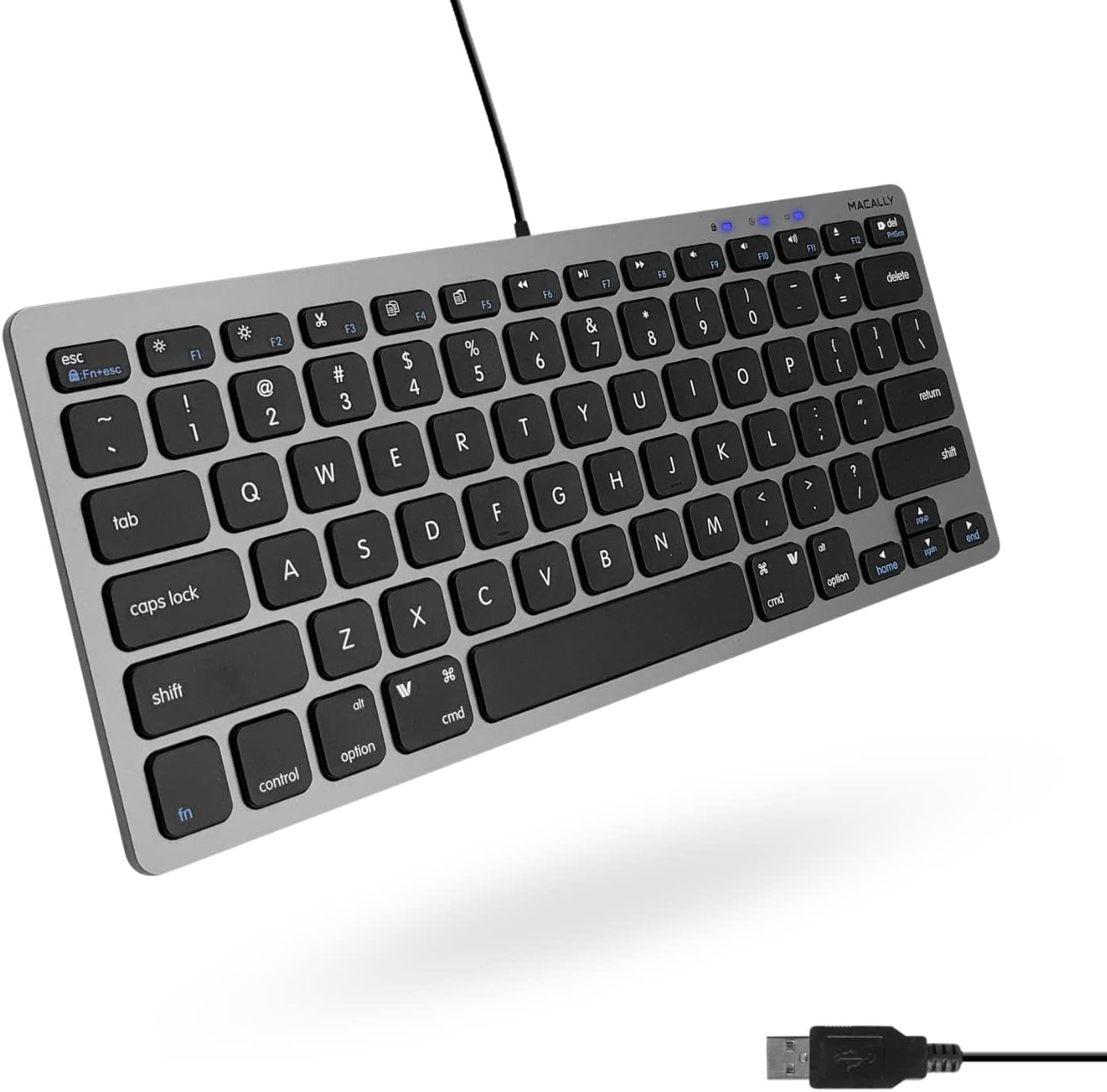 Small USB Wired Keyboard for Mac and Windows - 78 Scissor Keys, 13