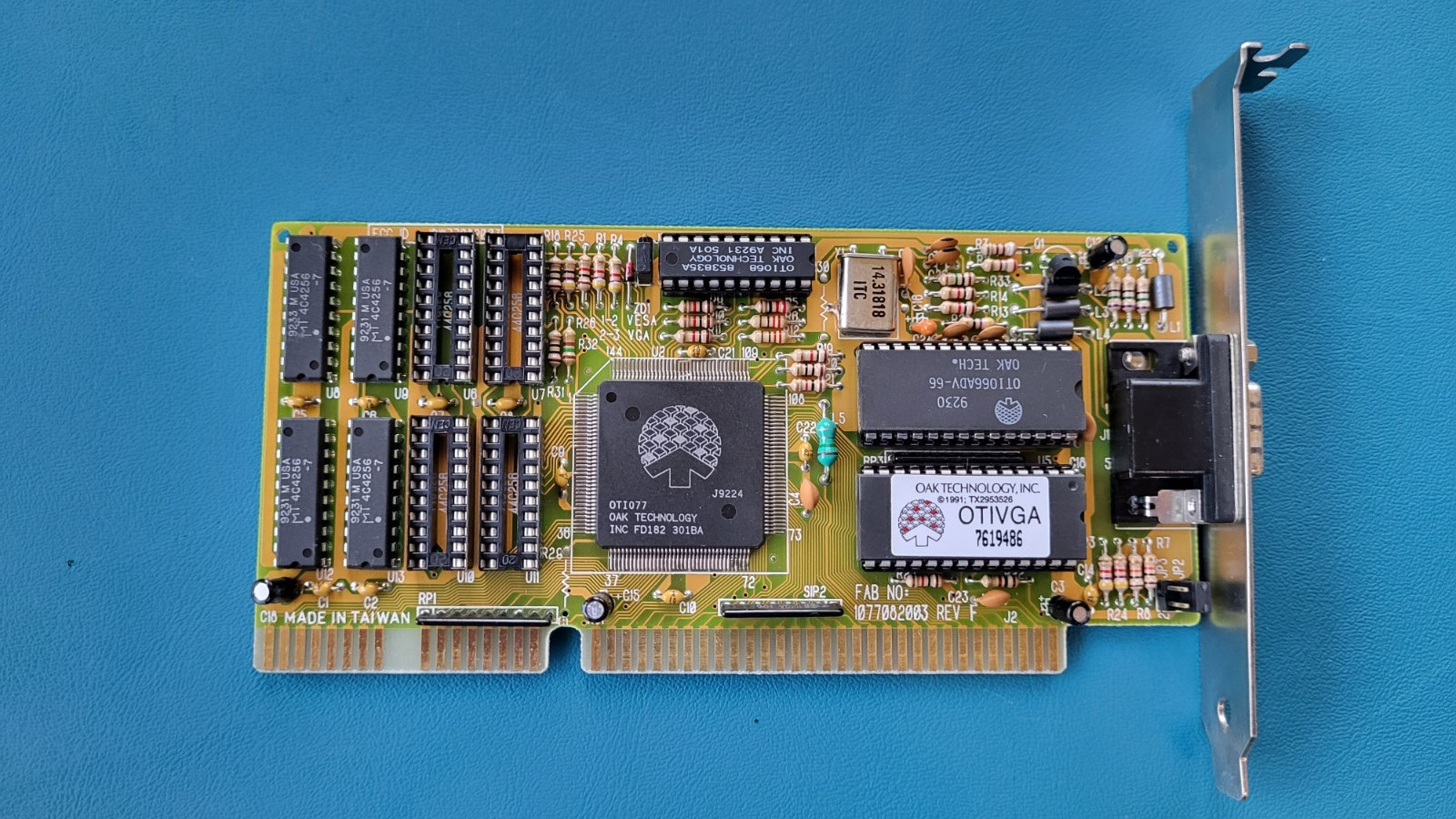 Video Card ISA Oak Technology OTI077 077082003 Rev F Retro Gaming