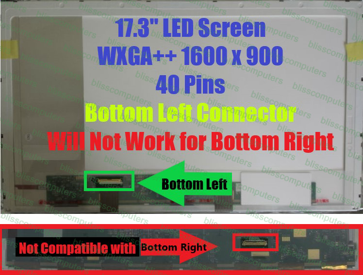 ACER LK.17305.002 LAPTOP LED LCD Screen B173RW01 V.3 17.3" WXGA++ Bottom Left