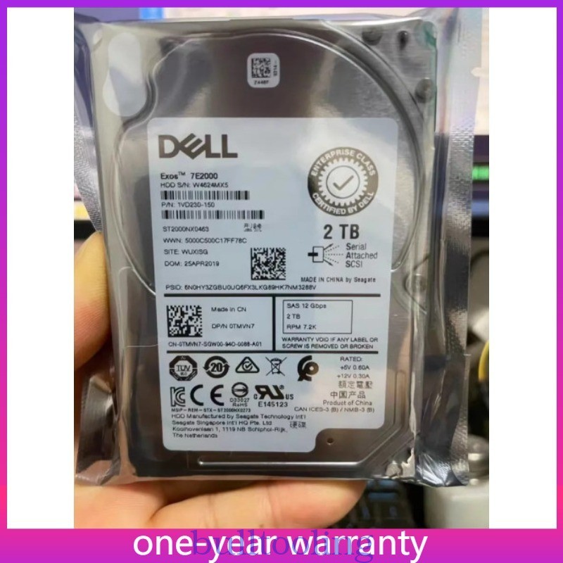 1PCS ST2000NX0463 0TMVN7 Dell ENT 2TB 7.2K RPM 12Gb/s 2.5" SAS Server HDD Hard