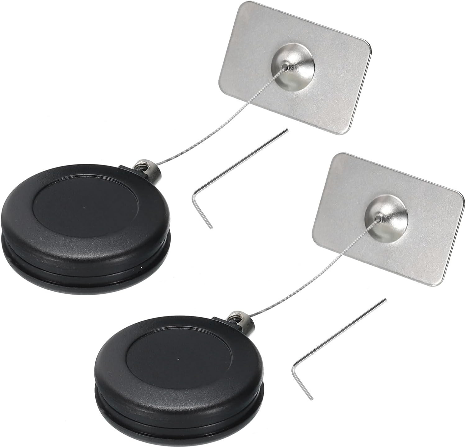 Retractable Security Cable Lock 35.43" Length Black 2Set