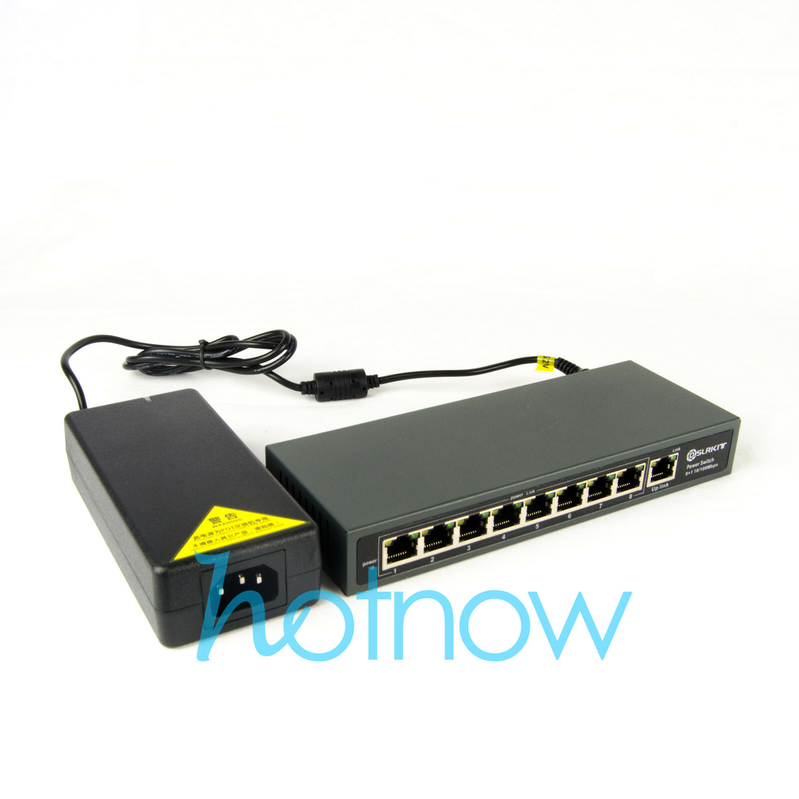 DSLRKIT 120watt 9 Port 8 PoE Switch 802.3af 802.3at Power Over Ethernet PSE18AT