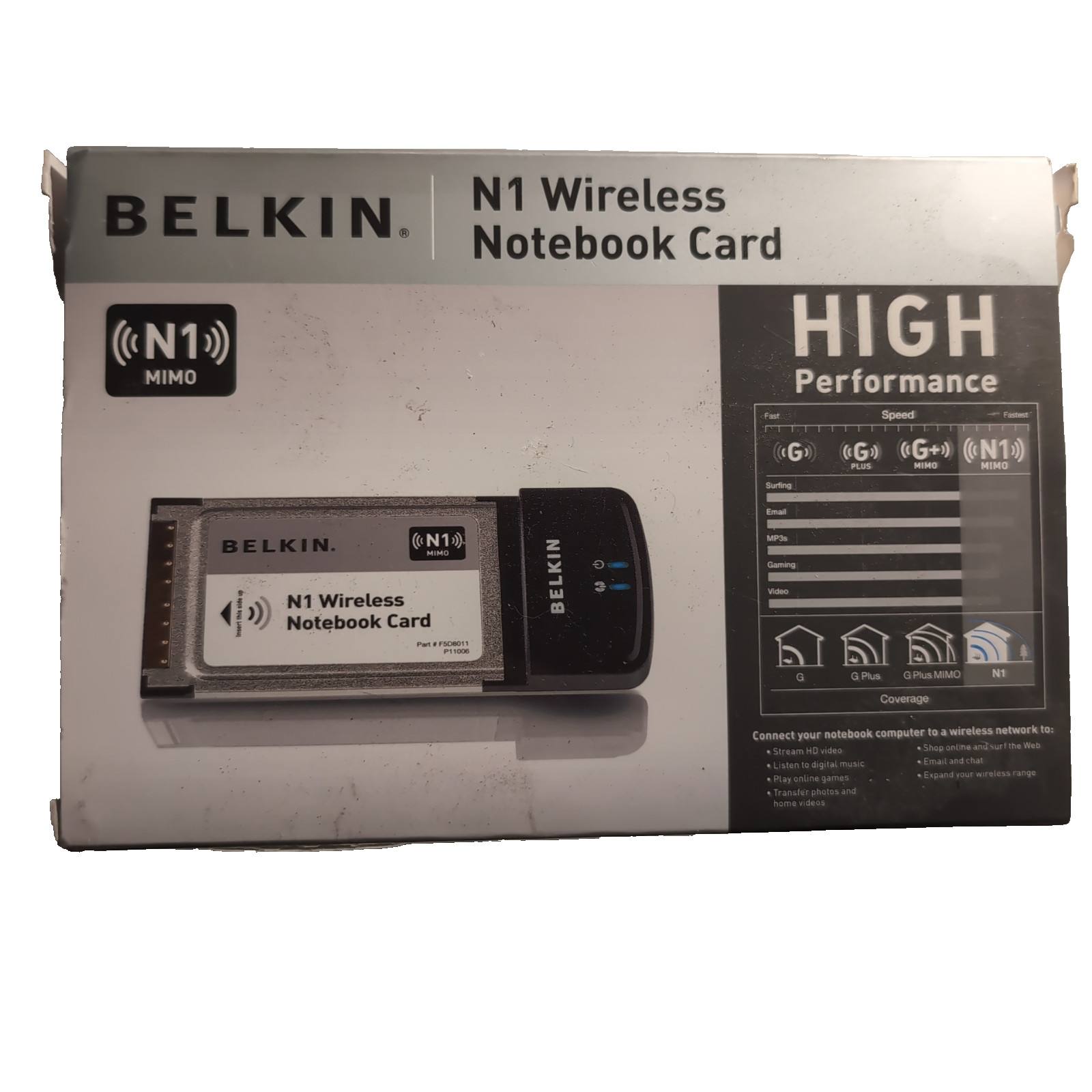 Belkin N1 Wireless Notebook Card F5D8071 MIMO PC CardBus Adapter