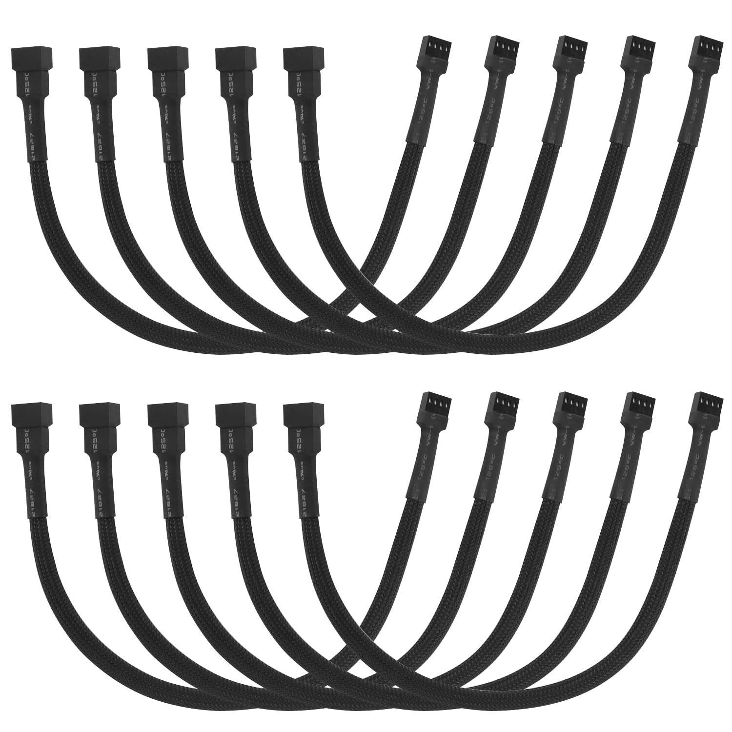 10-Pack PWM 4 Pin Fan Extension Cable，12 Inch PC Fan Power Extension Cable