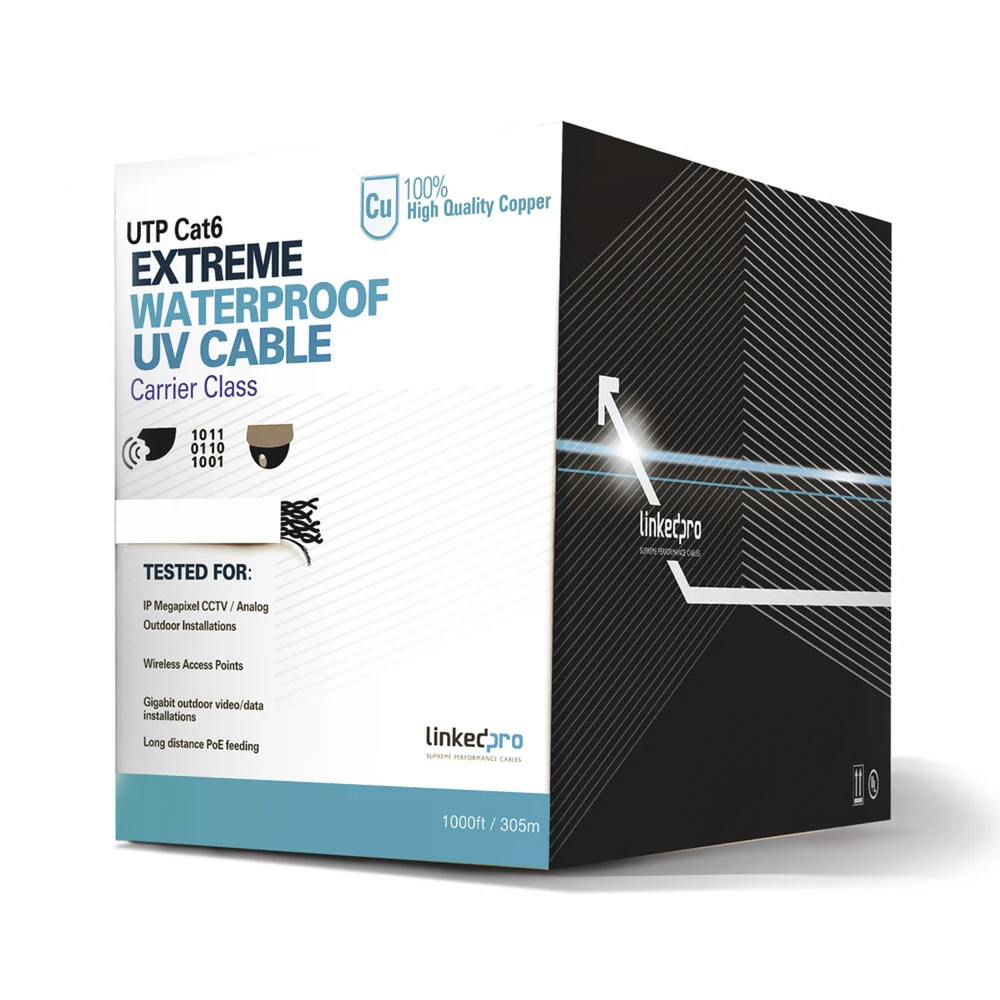 LinkedPRO PROCAT6EXTLITEW Cat6 UTP Outdoor Bulk Cable | 23 AWG Solid Copper
