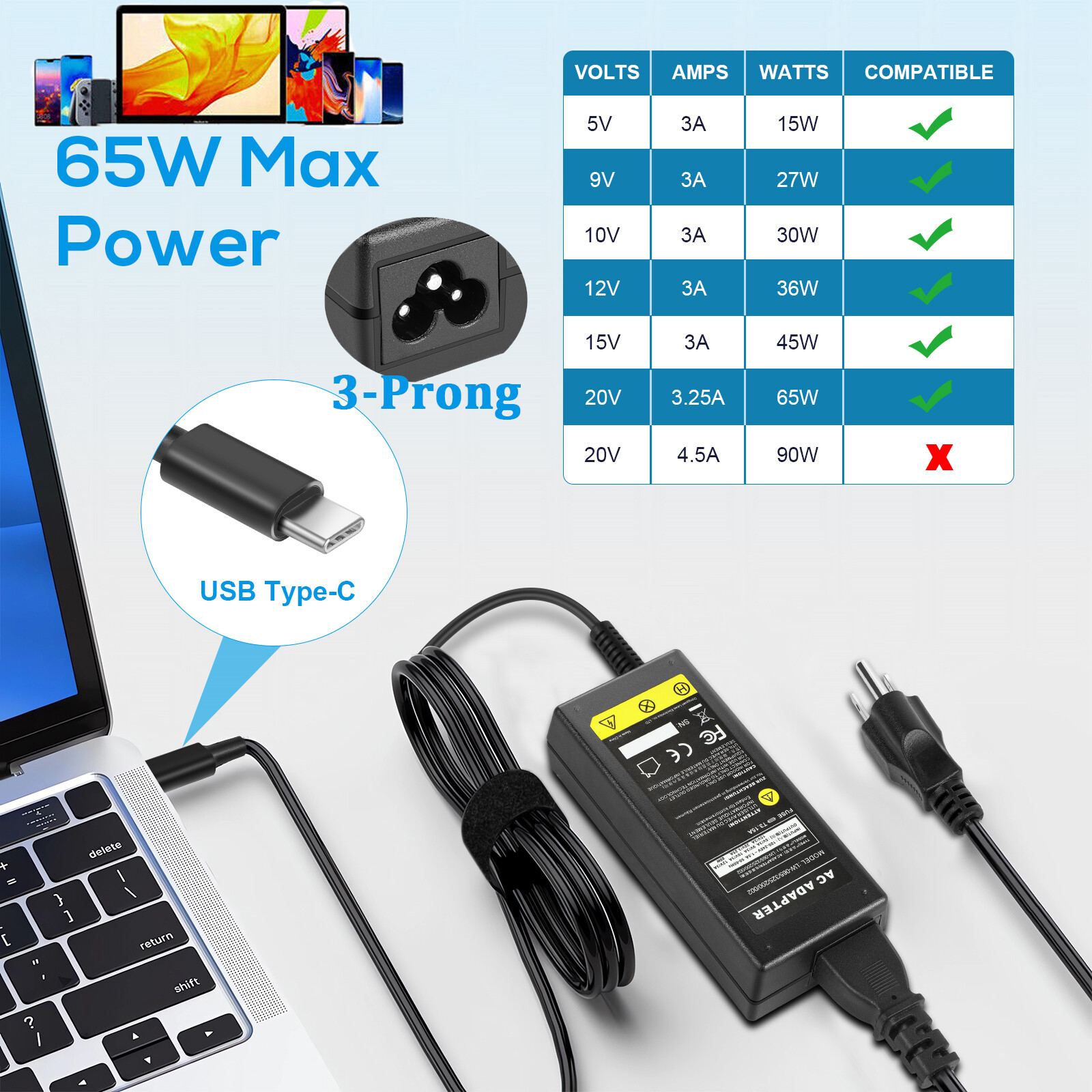AC Adapter Charger For LG gram 17Z90P 17Z95P 17Z90Q 16T90Q 17ZB90R 16Z90Q Power