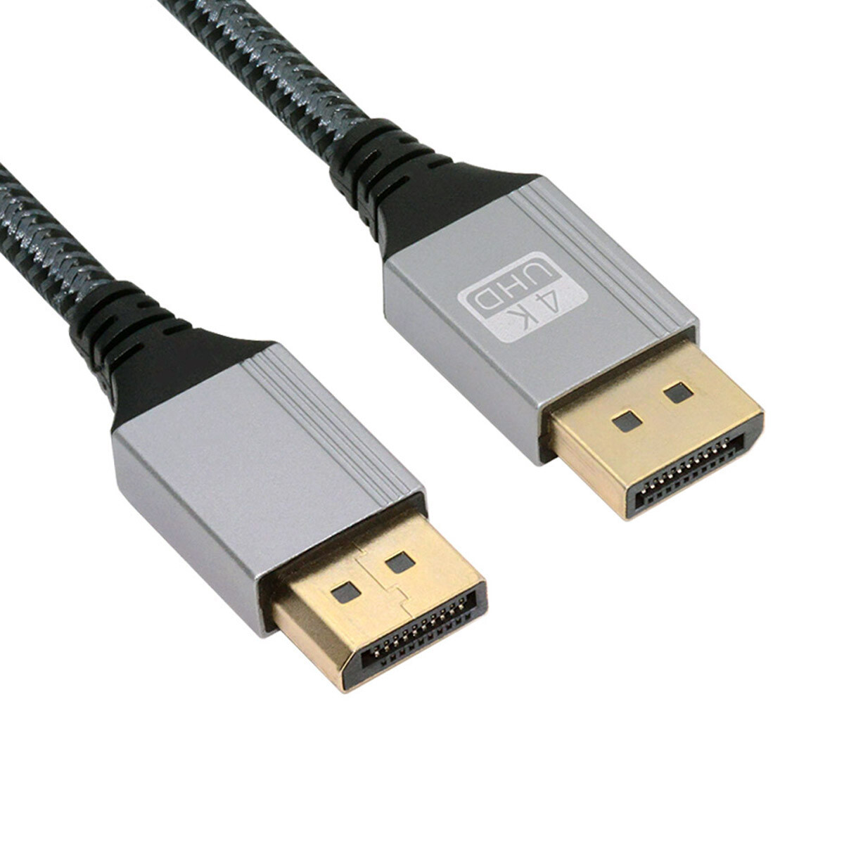 Cablecy Angled DisplayPort DP to DP Cable 4K 60hz Cable Silver Sleeve Ultra-HD