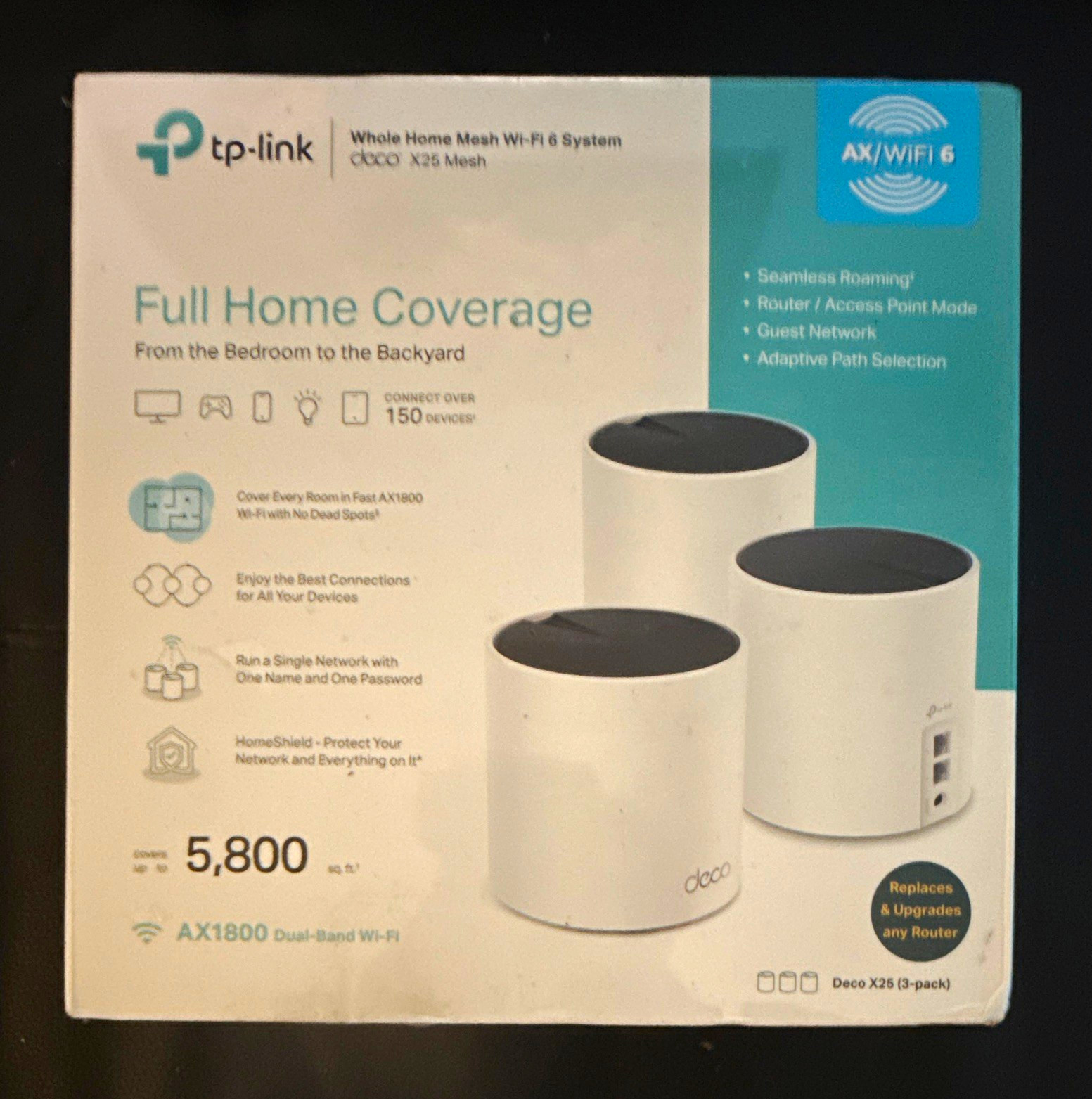 TP-LINK Deco X25 AX1800 Wi-Fi 6 Dual-Band Mesh Router, 2x Gigabit LAN - 3 Pack
