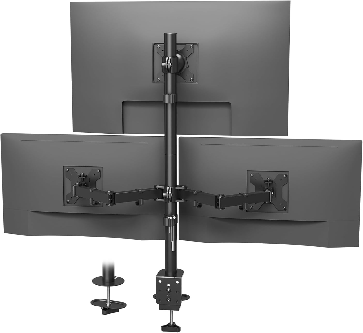 Triple Monitor Desk Mount, Supports 13-32 Inch, VESA 75x75/100x100mm