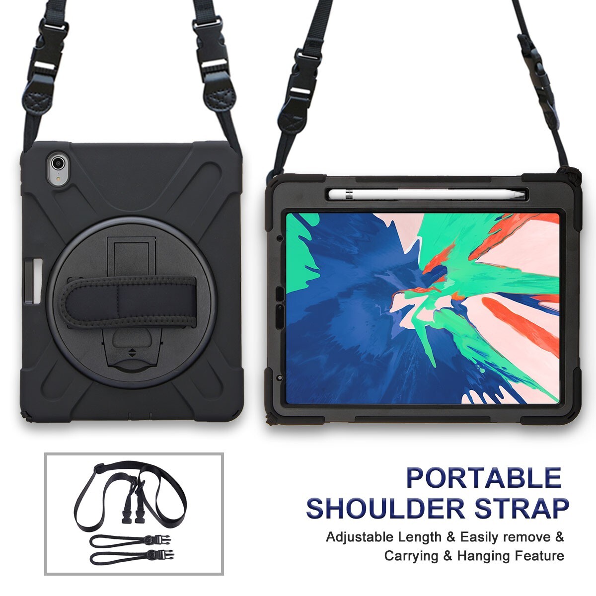 Rugged Protective Case with Handle Hand Strap/Stand for Kids, iPad Pro 11" Case