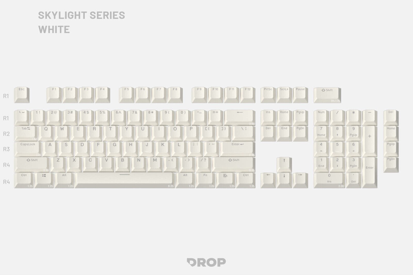 DROP MDX-34629-2 White Shine Through Series Keycap Set 108-key Layouts
