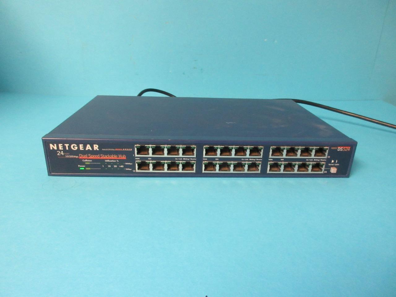 Netgear 24-Port Dual Speed 10/100 Mbps Stackable Hub Model DS524 Tested Working