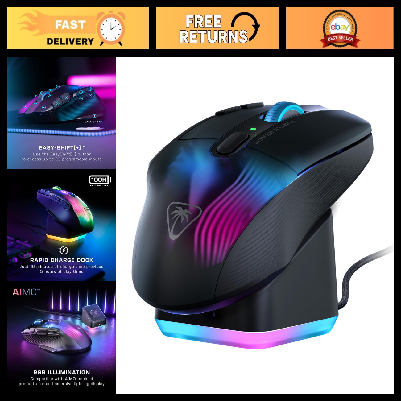 Wireless RGB Gaming Mouse for PC - Kone XP Air, Ergonomic Design, High Precision