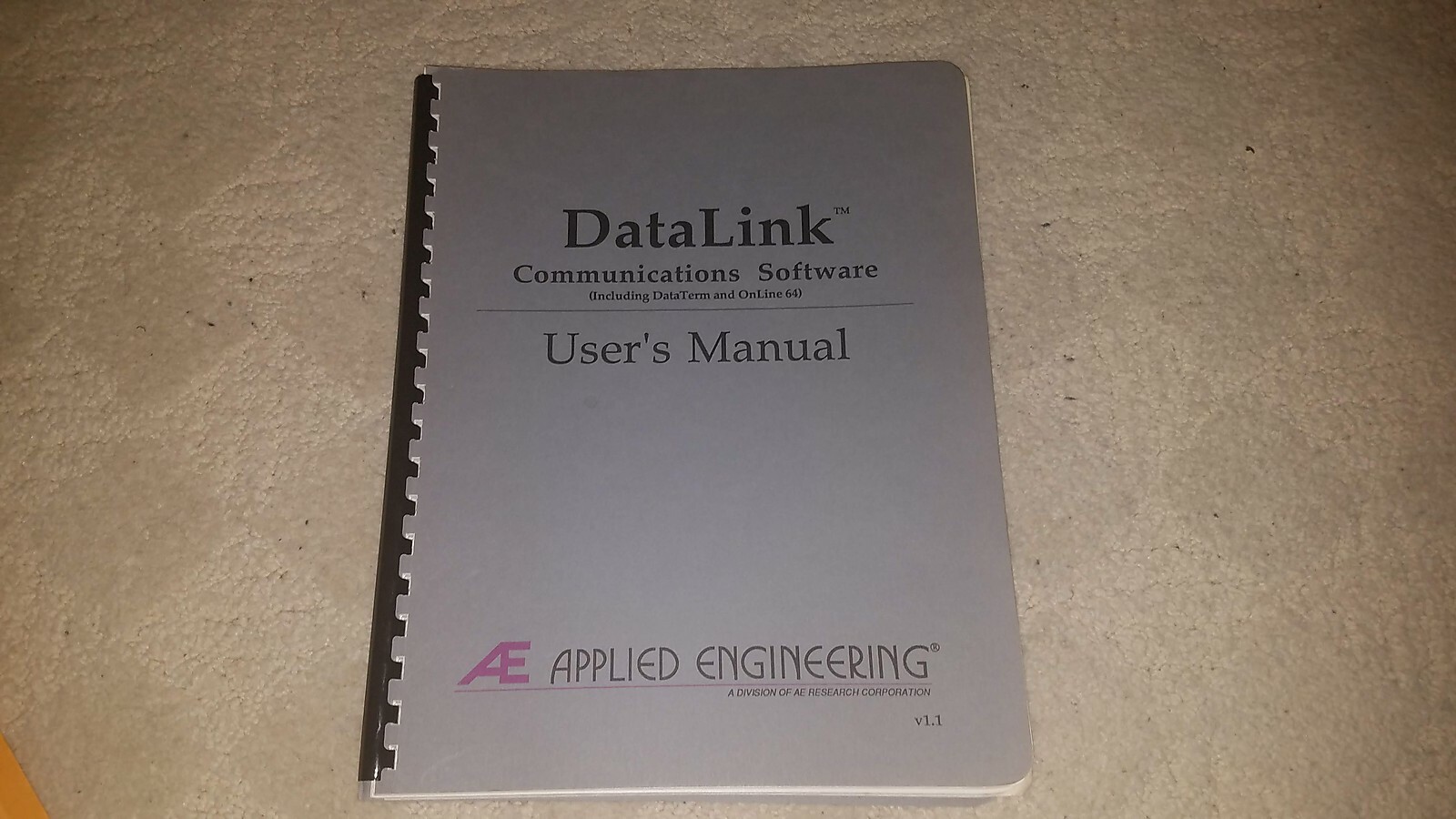 APPLE II DATALINK COMMUNICATION SOFTWARE USER'S MANUAL APPLIED ENGINEERING ~60