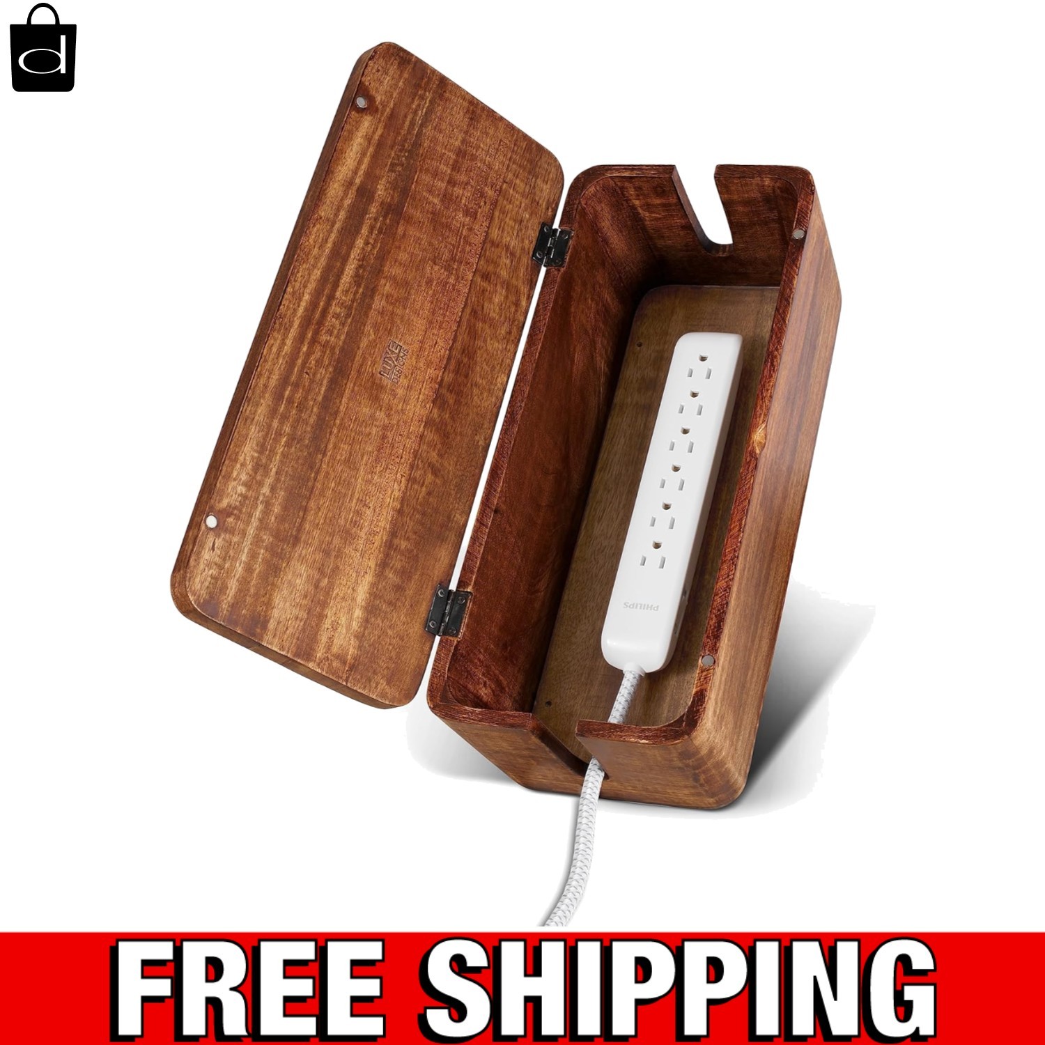 Stylish Large Cable Management Box with Ventilation Holes - Protect Kids & Pets