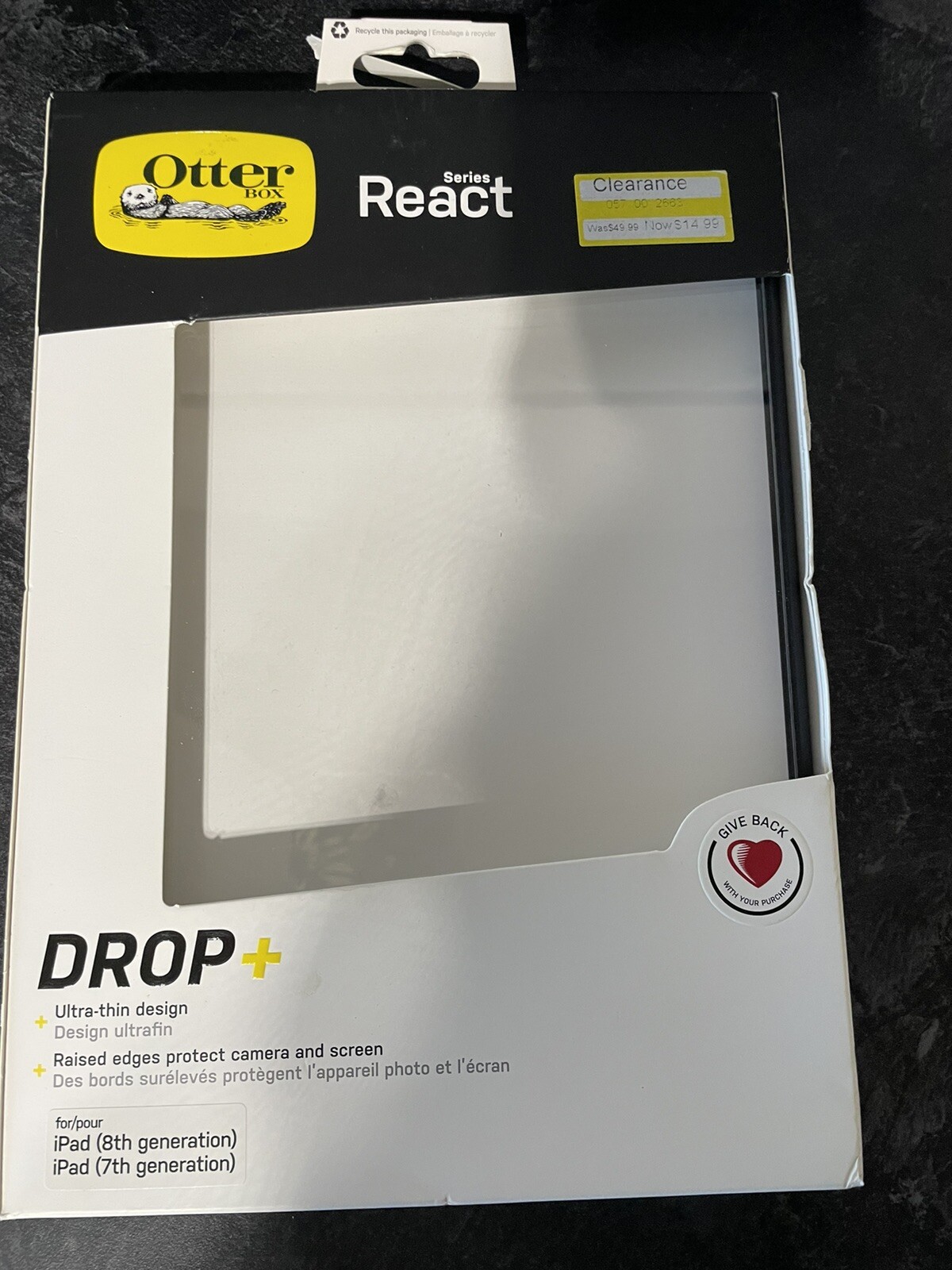 OtterBox Apple iPad (8th and 7th gen)  React Series Case - Black Crystal