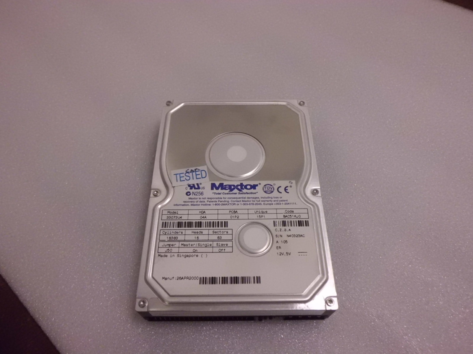 MAXTOR 33073U4 30GB 5400 RPM HARD DRIVE