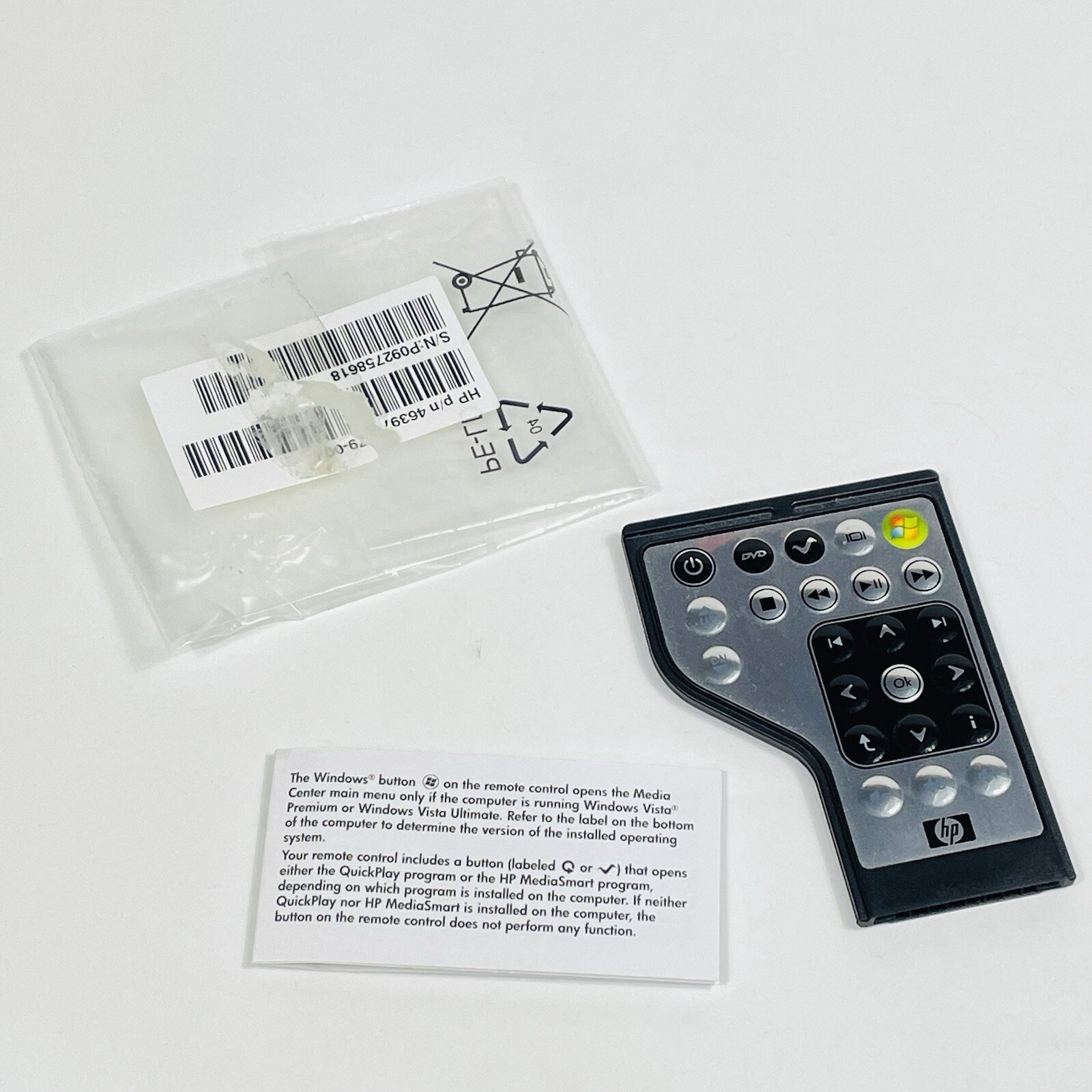 Genuine HP RC1762308/01B Laptop Media Center OEM Remote Control