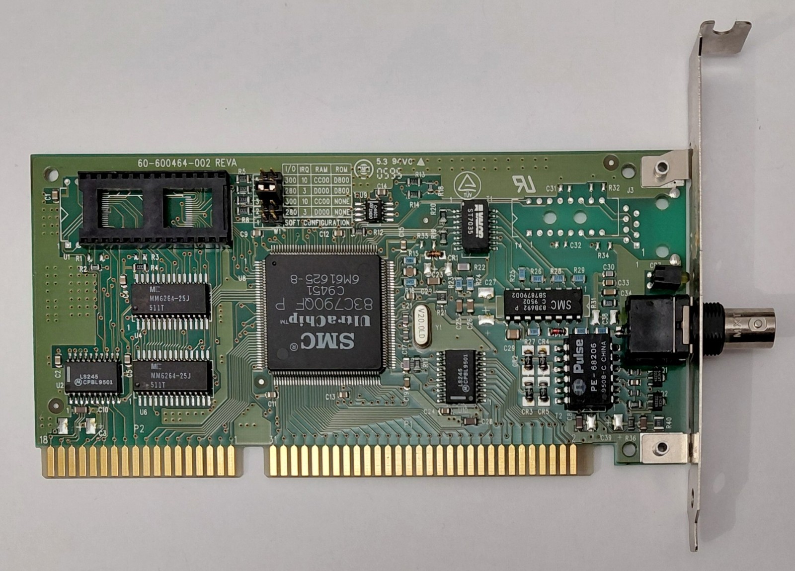SMC EtherCard Elite16 Ultra ISA Network Card (SMC 8216, Retro, BNC, 1995)