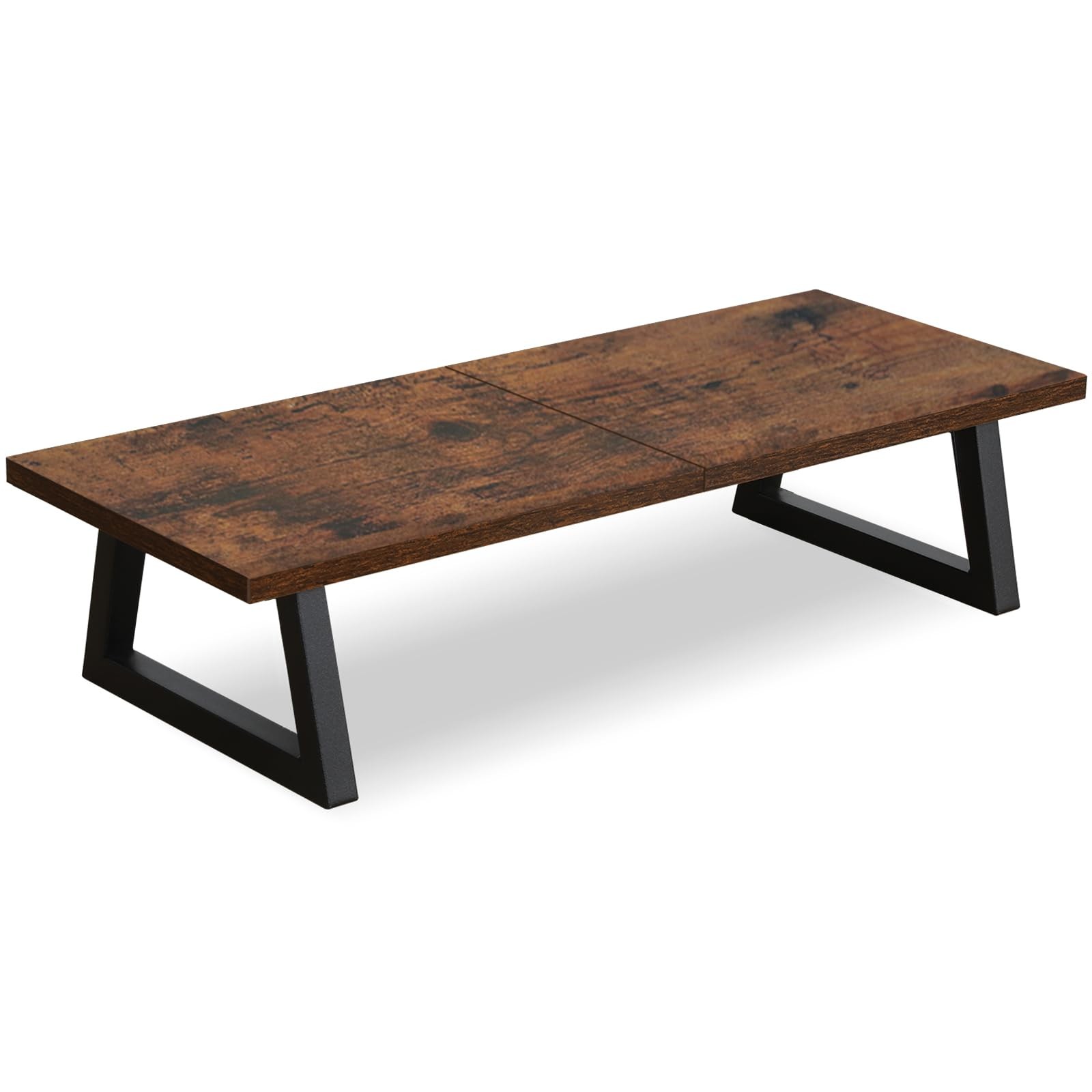 TEAMIX 24 inch Monitor Riser for Desk, Wood & Steel 24 inch, Brown