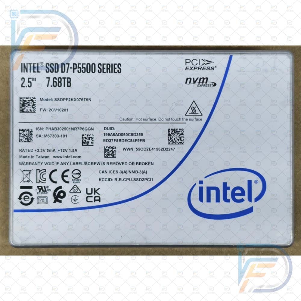 7.68TB INTEL D7-P5500 2.5" NVMe GEN 4 SSD PCIe SSDPF2KX076T9K1, High Performance