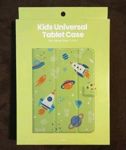Kids Space Theme Tablet Case, Green Multicolor, Fits 7-11", Stand & Cover