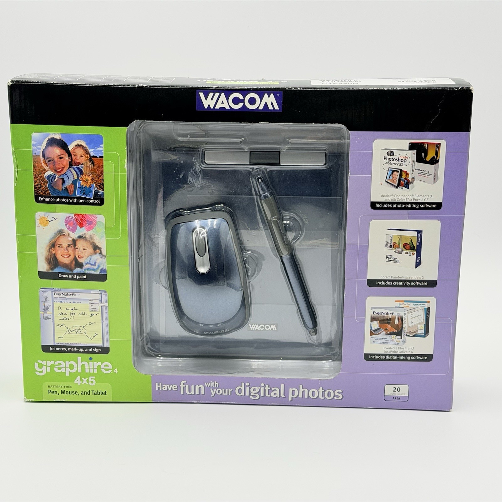 Wacom Graphire4 4x5 Pen Tablet Mouse CTE-440B Open Box Complete USB