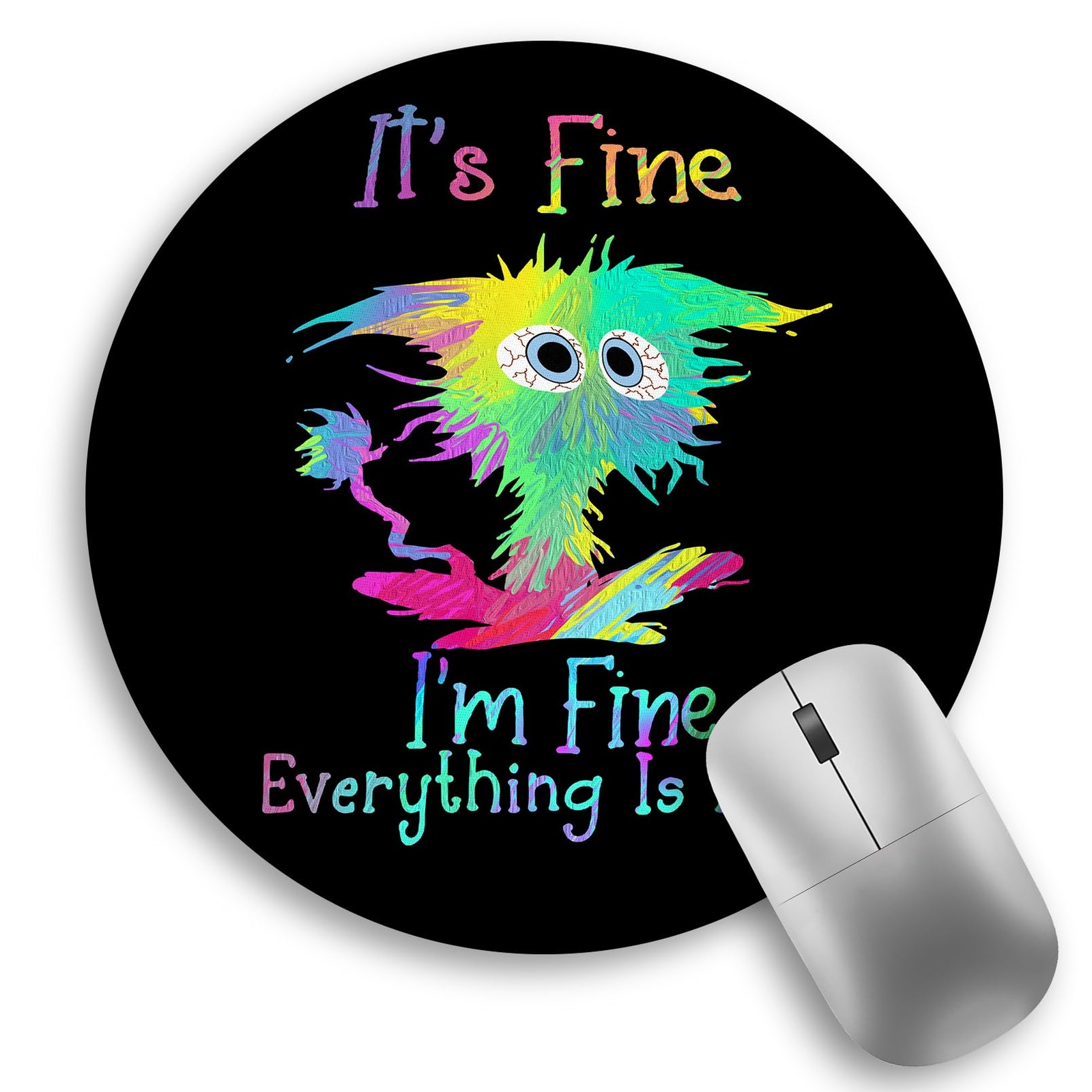 Color Cat Mouse Pad Funny Small Round Mouse Pads for Desk Mini Travel Mousepa...