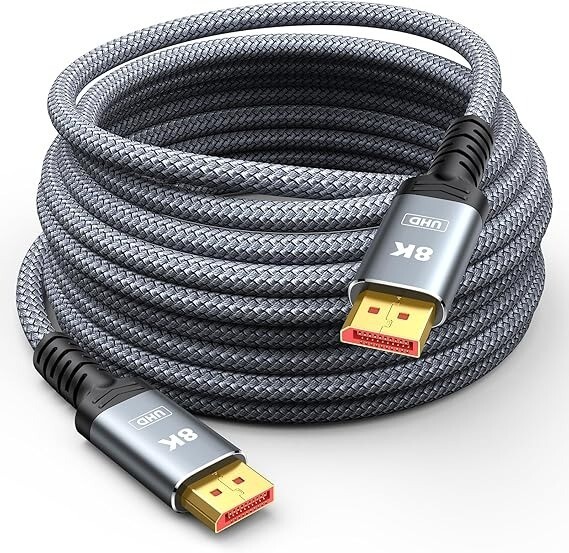 50ft 8K Fiber Optic DisplayPort 1.4 Cable Uni-Directional High-Speed 60Hz/144