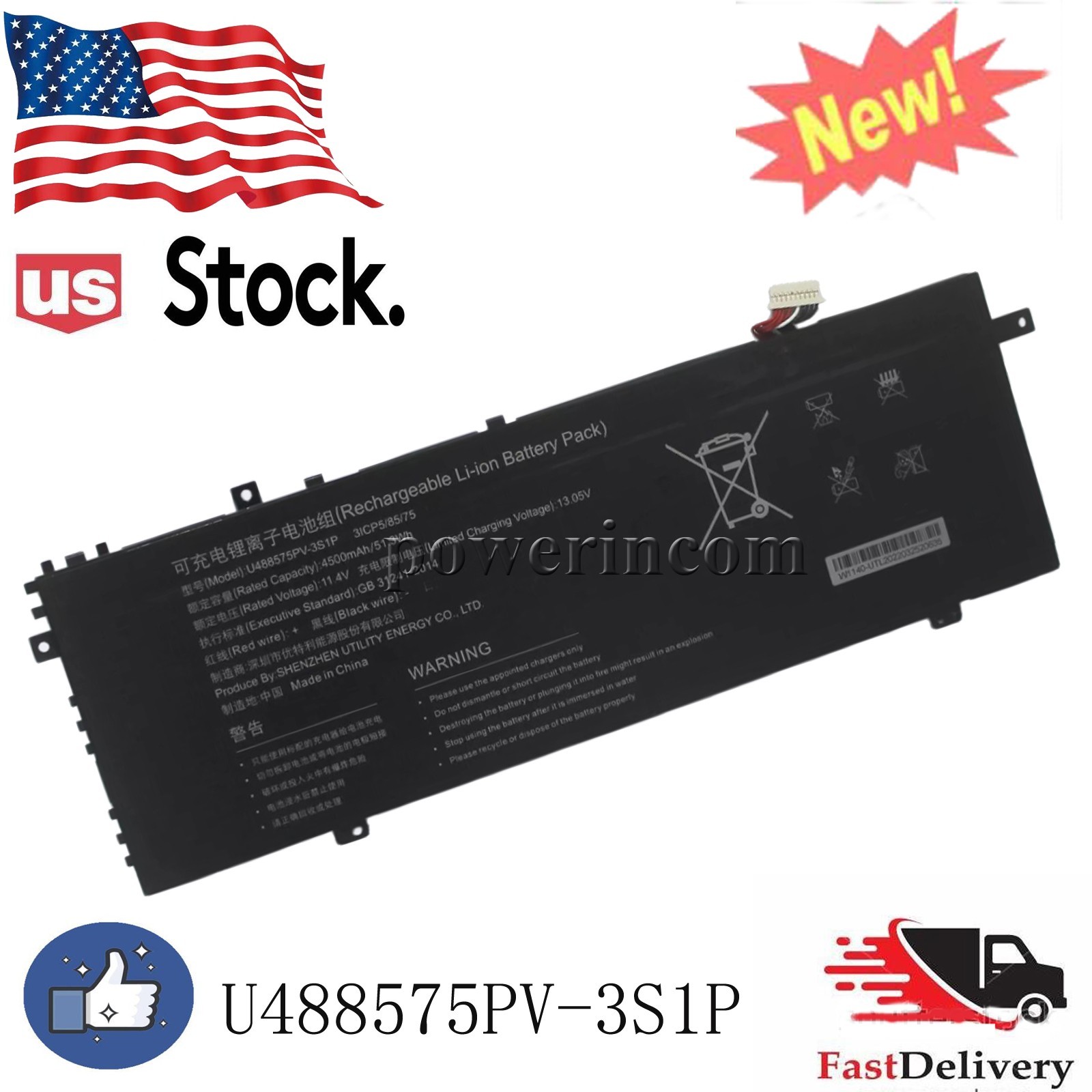 For Gateway Ultra Slim GWTC51427-BK 14.1" Battery 51.30Wh 4500mAh 478574-3S1P