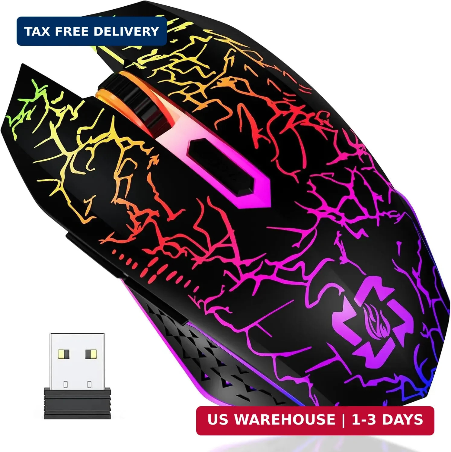 MELOGAGA Wireless Bluetooth Gaming Mouse, RGB Rechargeable, Silent, Black | Dual