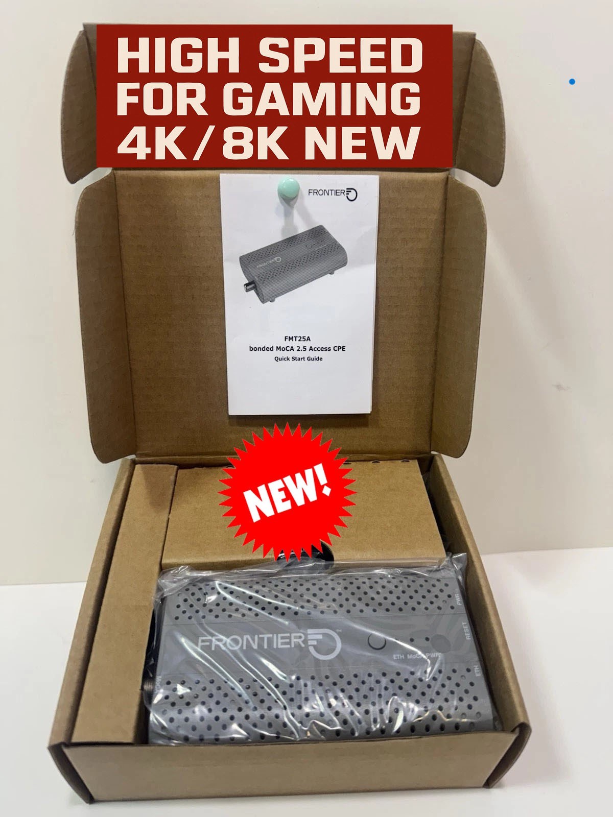 Frontier FMT25A MoCA 2.5 Adapter  High Speed Ethernet  for  Gaming  4K / 8K NEW