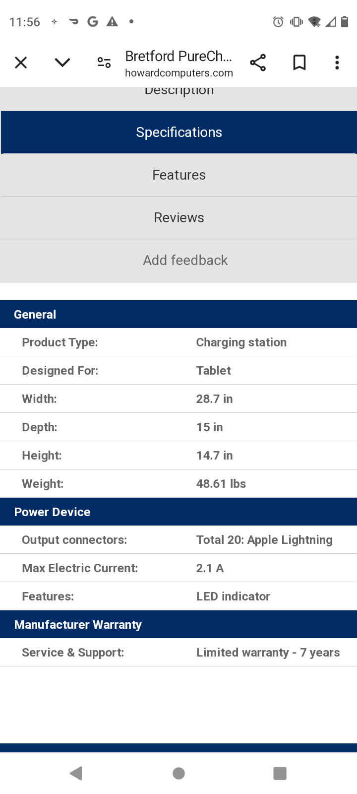 Bretford PureCharge Station for (20 Slots) (New) silver 