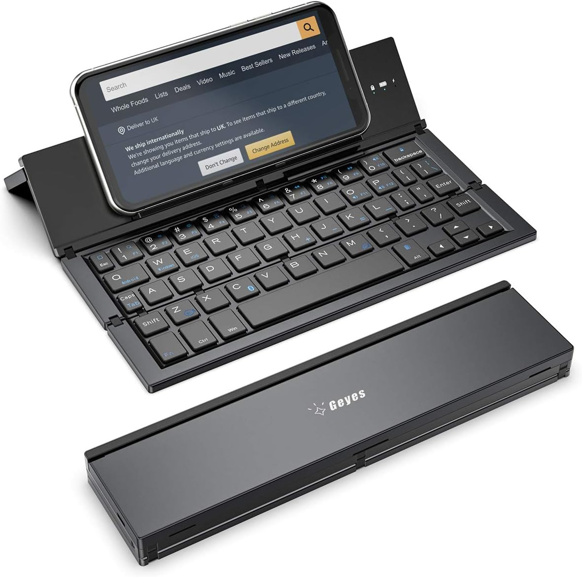 Teclado Bluetooth Plegable, Teclado Inalambrico Plegable Con Bolsillo Portat...