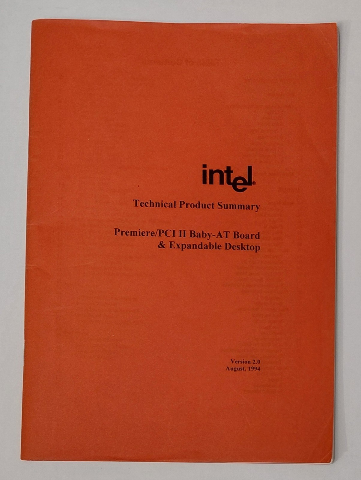 User's manual / manual for Intel Premiere / PCI II socket 5 retro motherboard