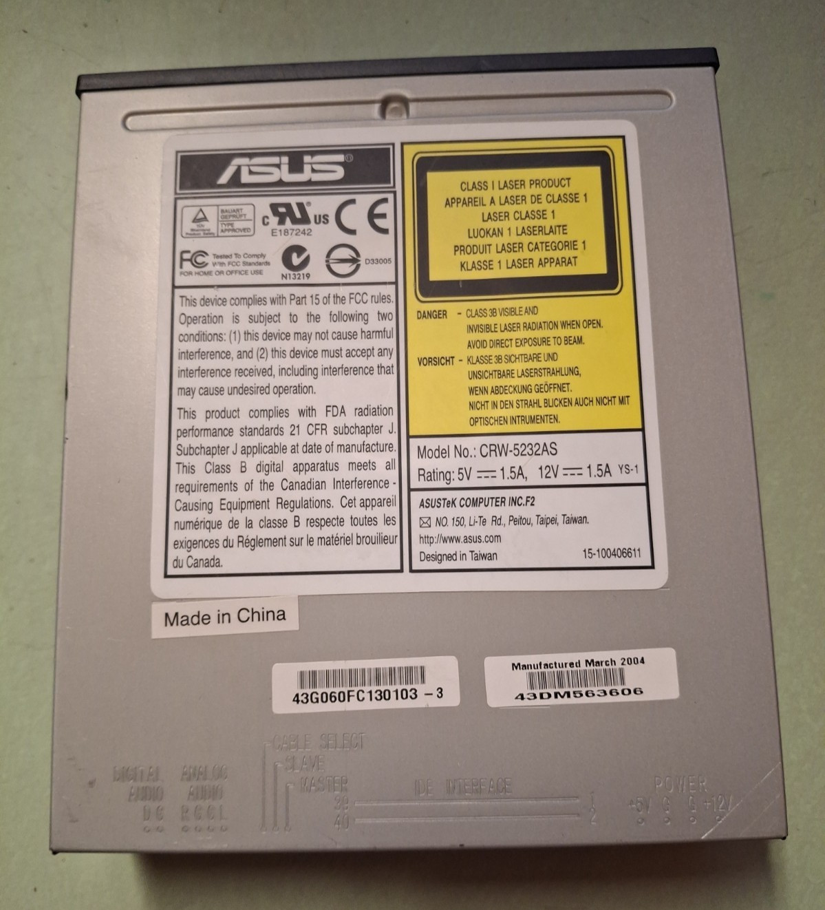 ASUS CRW‑5232AS CD‑RW Drive
