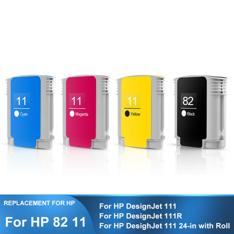 2 Sets(4PCS Each) HP11 82 Ink Cartridge, Fits HP Designjet 111 111R
