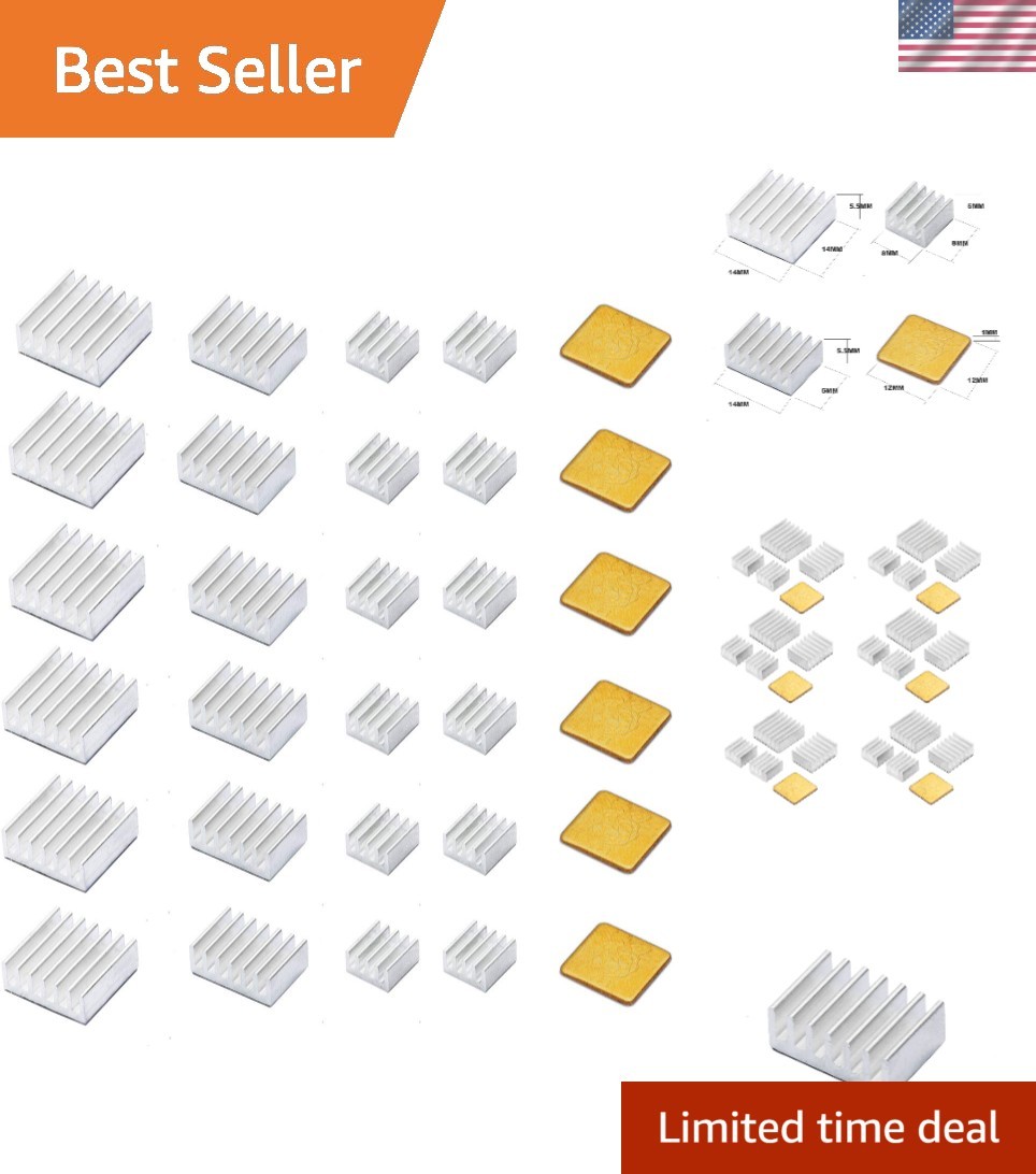 30 PCS Thermal Conductive Heatsink Kit for Raspberry Pi B, B+, 2, 3, 4, 5 Models