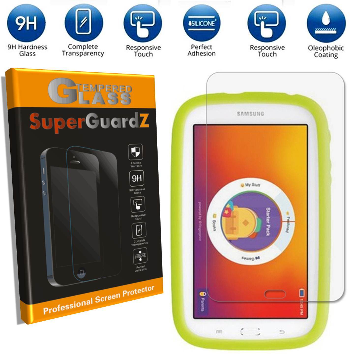 2X SuperGuardZ® Tempered Glass Screen Protector - Samsung Galaxy Tab E Lite Kids