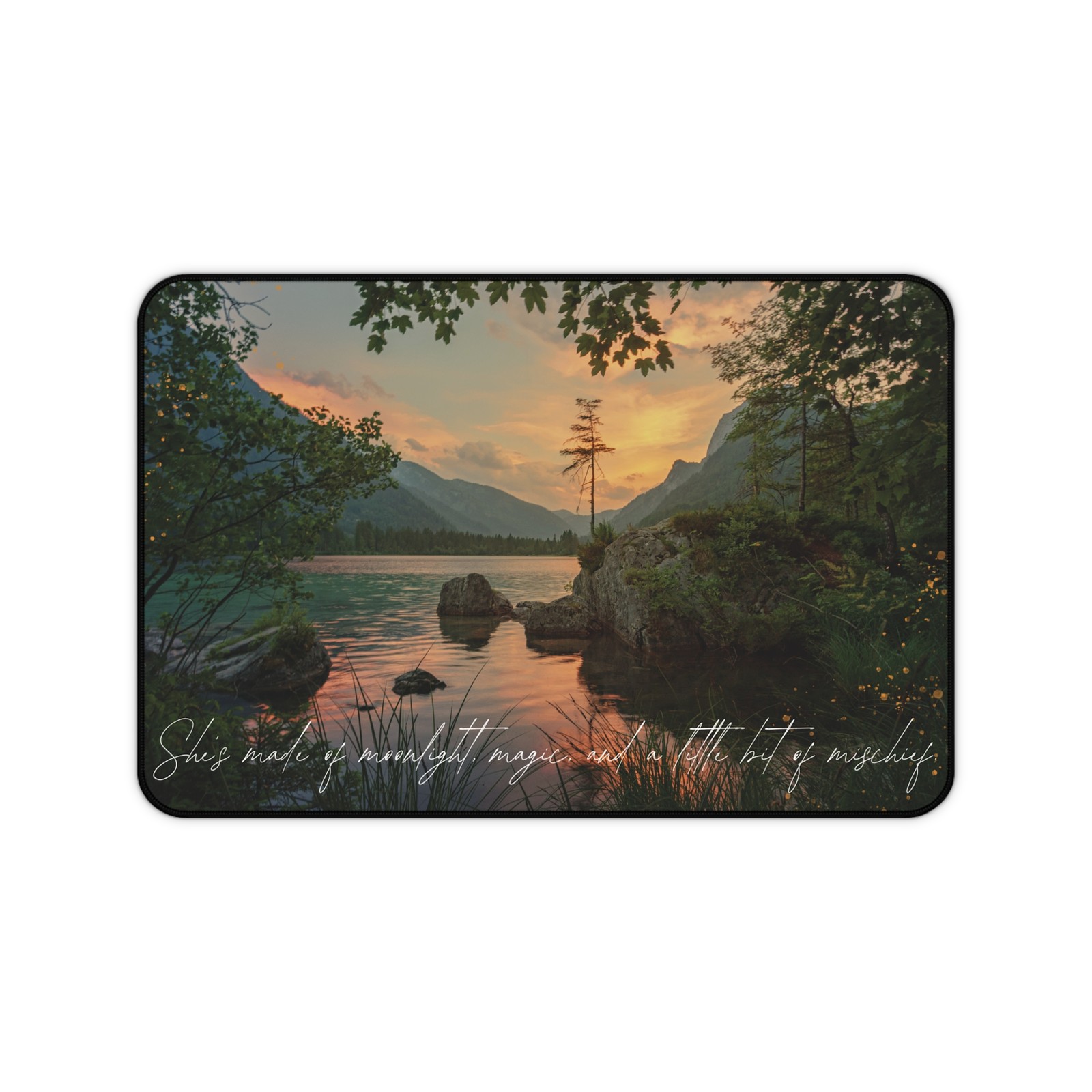 Lake Sunset Landscape Desk Mat | Personalized Name, Calming Nature Scene