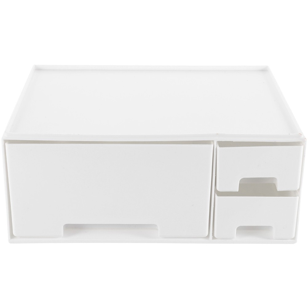 Durable ABS Laptop Elevated Rack White Monitor Holder with Storage Drawer